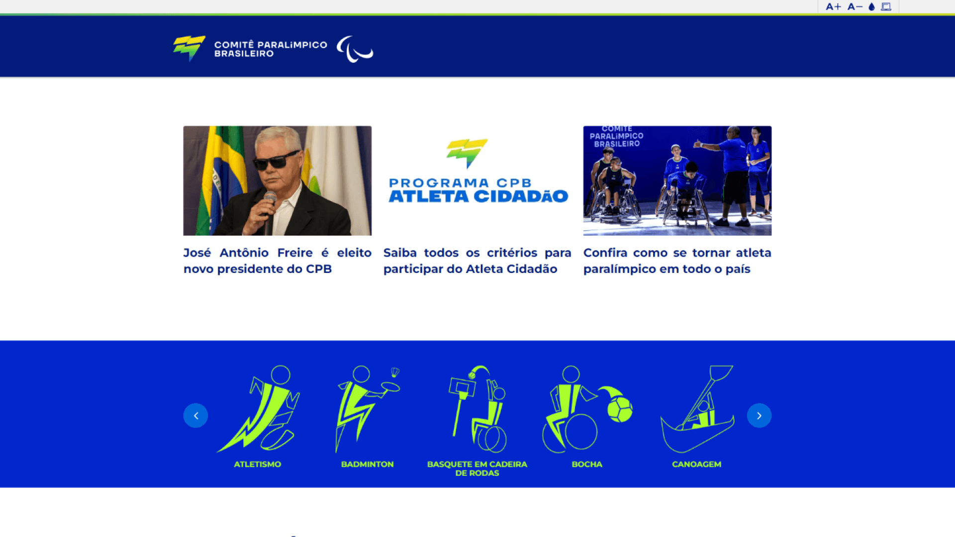 Screenshot of Comitê Paralímpico Brasileiro